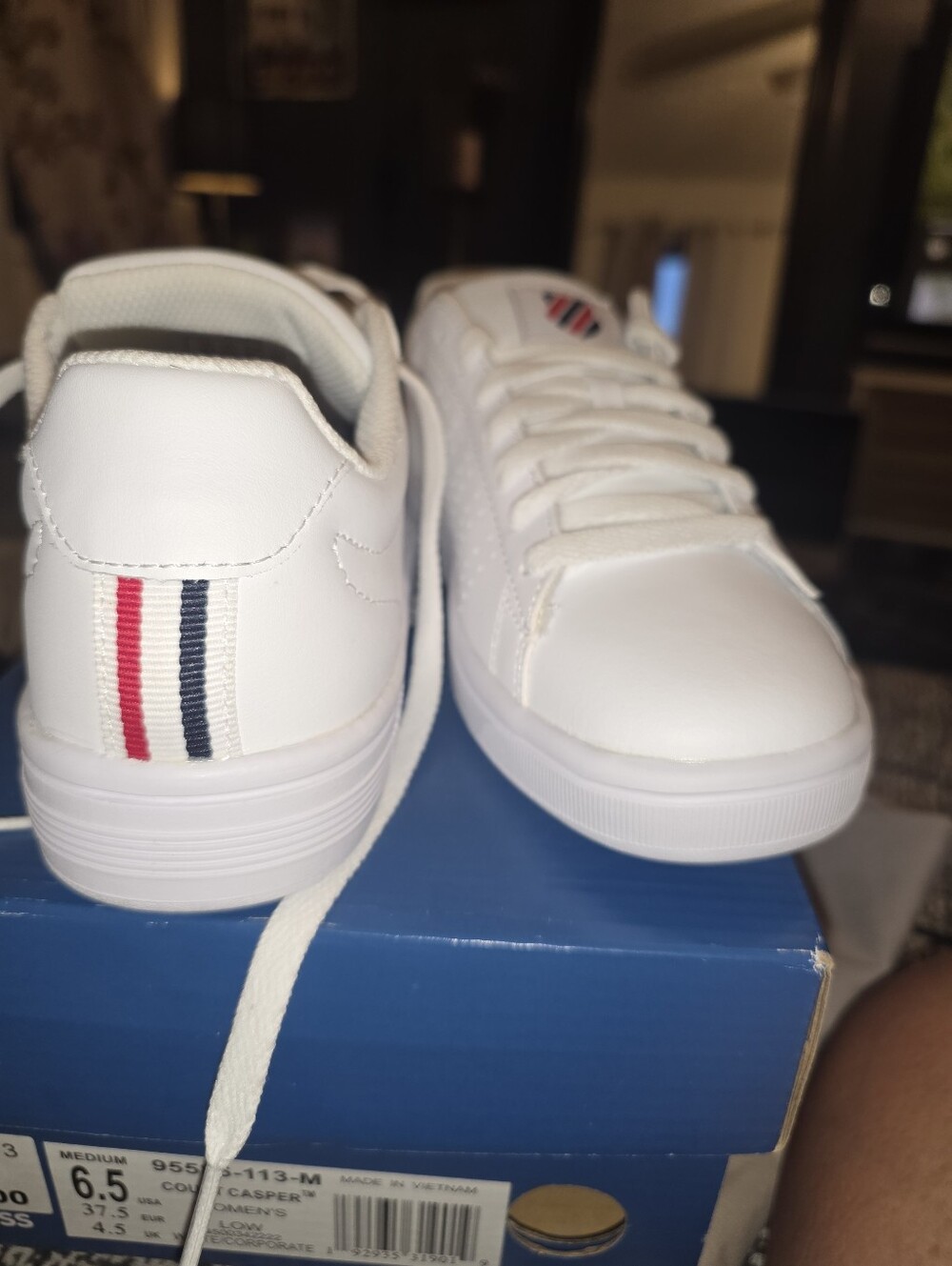 K-Swiss White Low-Top Sneakers with Blue Insole - Picture 5 of 5